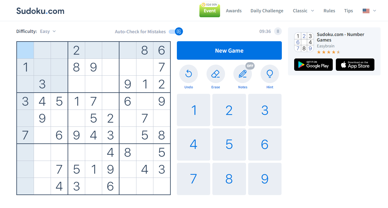 mes-sudoku.fr Sudoku.com : Jouer gratuitement au sudoku en 1 clic.
